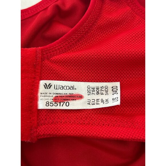 Wacoal Red Underwire Full Coverage Bra 34DD Adjustable Straps - Picture 3 of 8